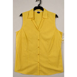 Vtg Kmart BASIC EDITIONS 2X Yellow Sleeveless Camp Shirt NWT Deadstock Plus Size